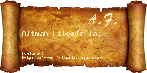 Altman Filoméla névjegykártya